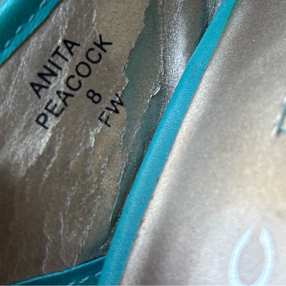 DKNYC, DKNY city “Anita” Turquoise Peep-Toe Slingback Heels, snakeskin,4.25” - Picture 8 of 11